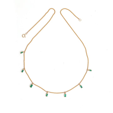 JPNC-476/5903 Emerald Octagon 5X3 With Ball Chain Necklace | 18K