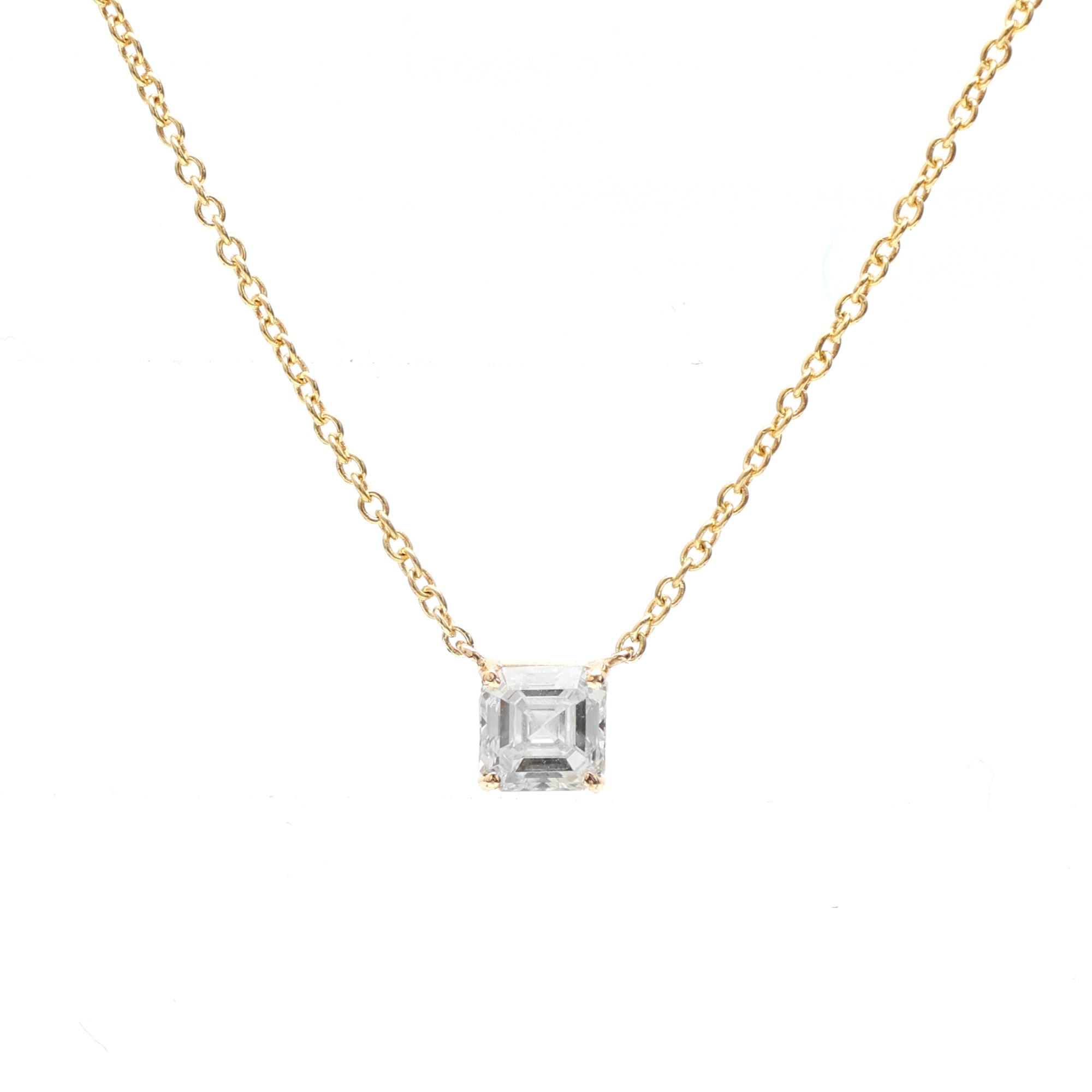 JPNC-481/6000 Lab Grown Diamond Square Octagon Thin Chain Necklace | 14K