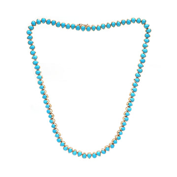 JPNC-488/6072 Turquoise Pear 5X4 Bezel Necklace | 14K
