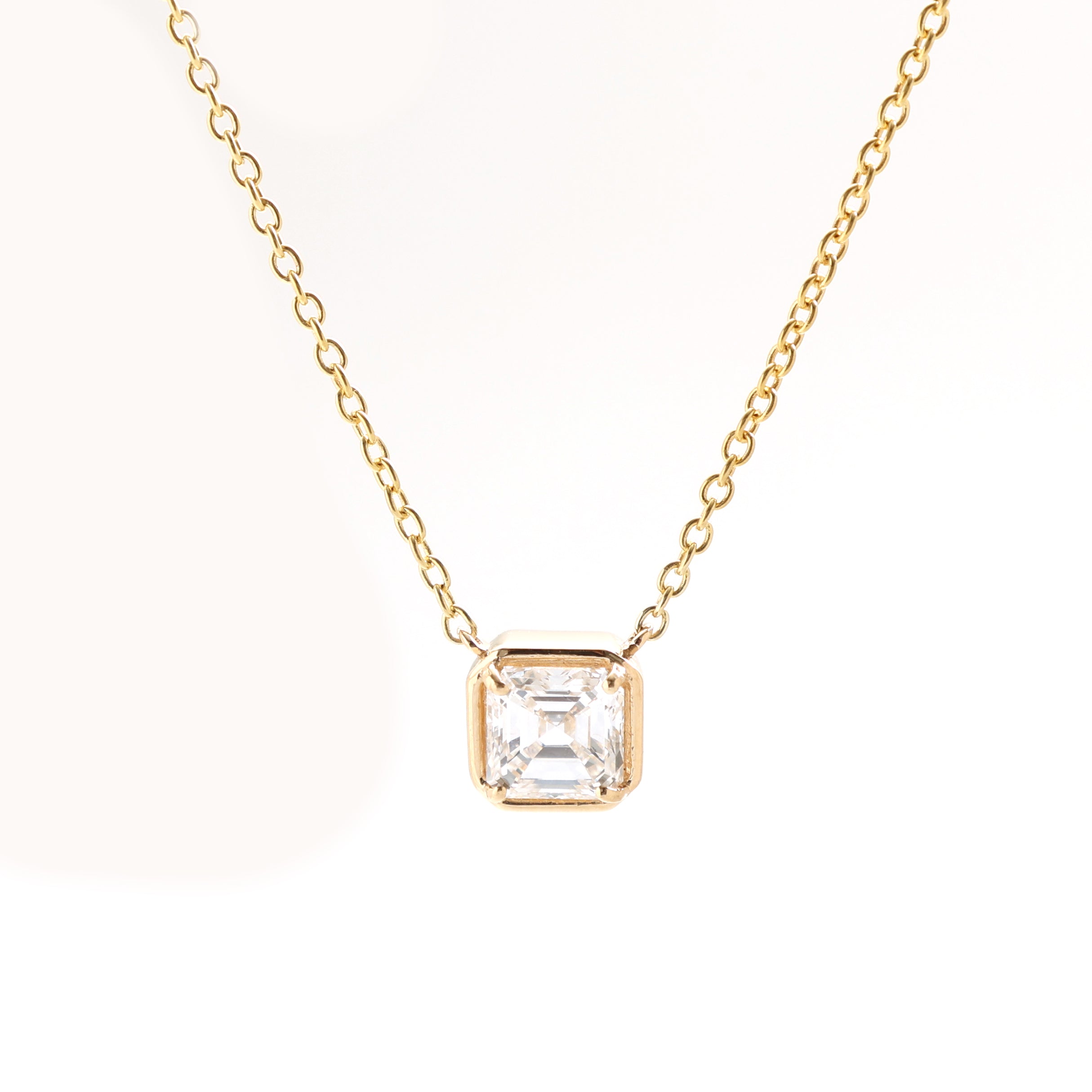 JPNC-498/6173 Lab Grown Diamond Square Octagon Thin Chain Necklace | 14K