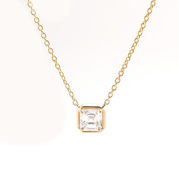 JPNC-498/6173 Lab Grown Diamond Square Octagon Thin Chain Necklace | 14K