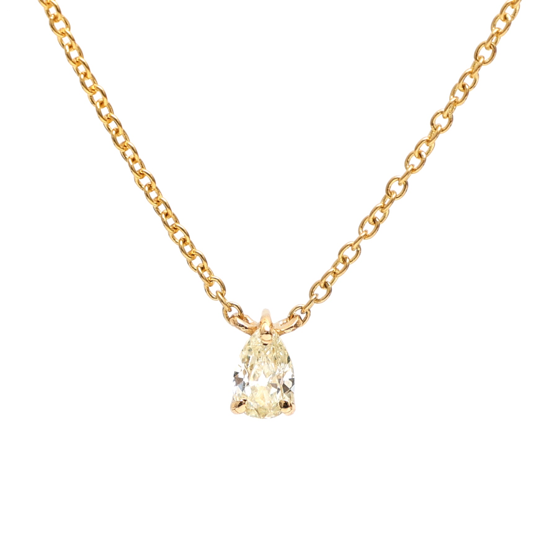 JPNC-512/6327 Diamond Pear Thin Chain Necklace | 18K