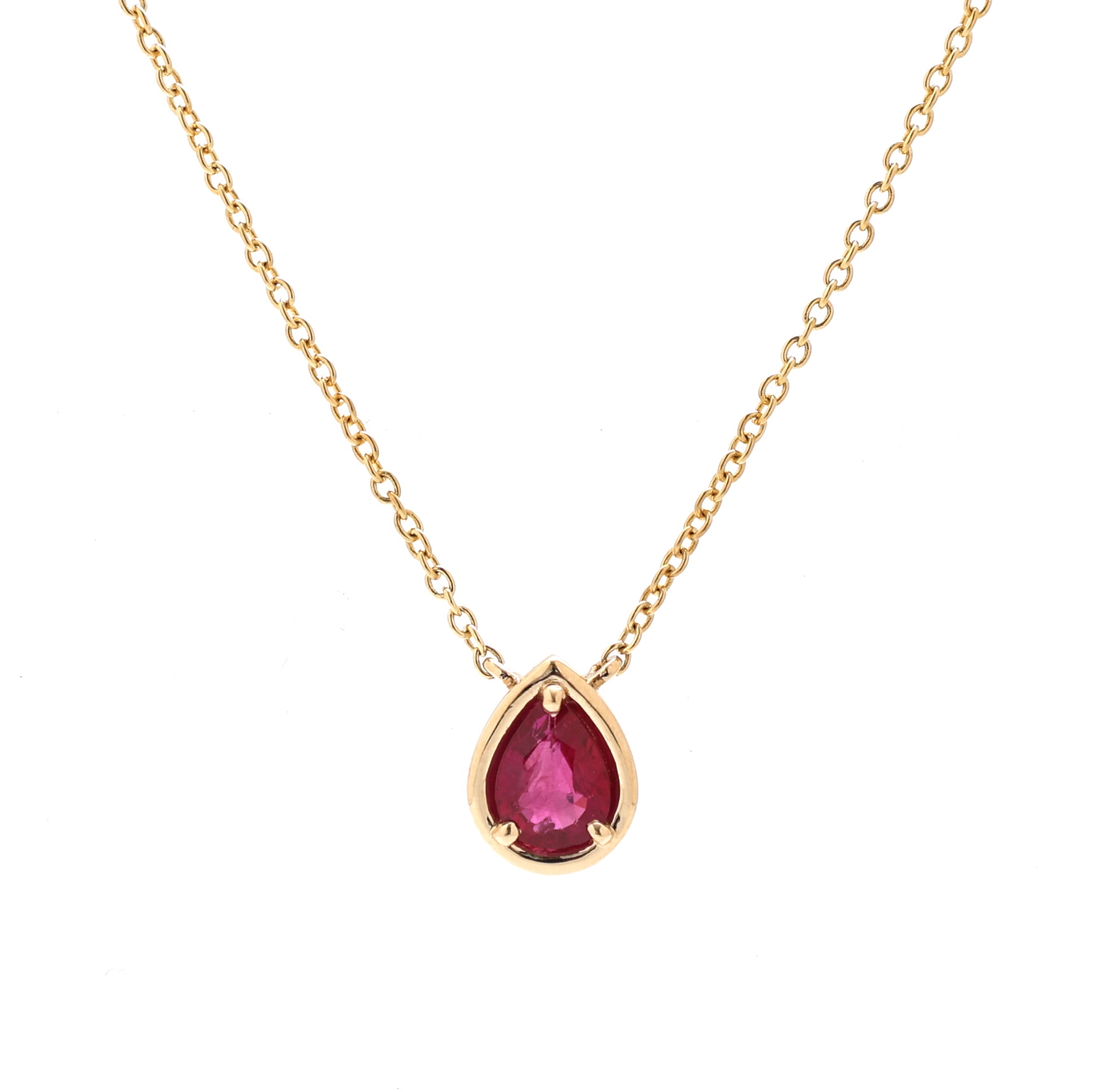 JPNC-516/6347 Ruby Pear Thin Chain Necklace | 18K