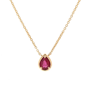 JPNC-516/6347 Ruby Pear Thin Chain Necklace | 18K
