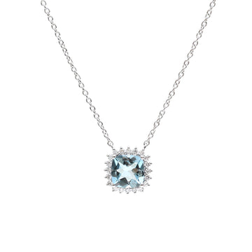 JPNC-547/6822 Aquamarine Cushion Cushion Necklace | 18K