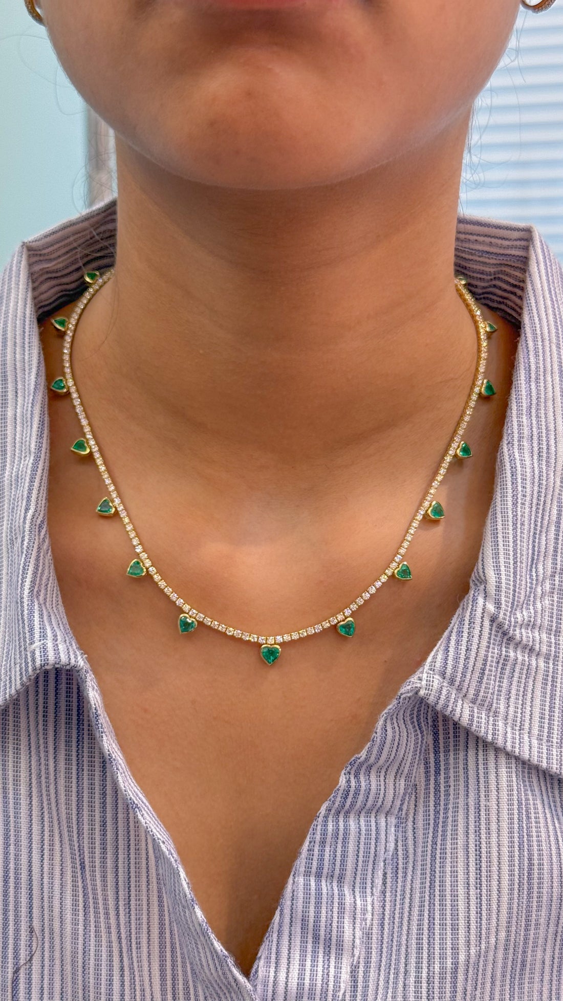 JPNC-553/6877 Emerald Heart With Diamond Necklace | 18K