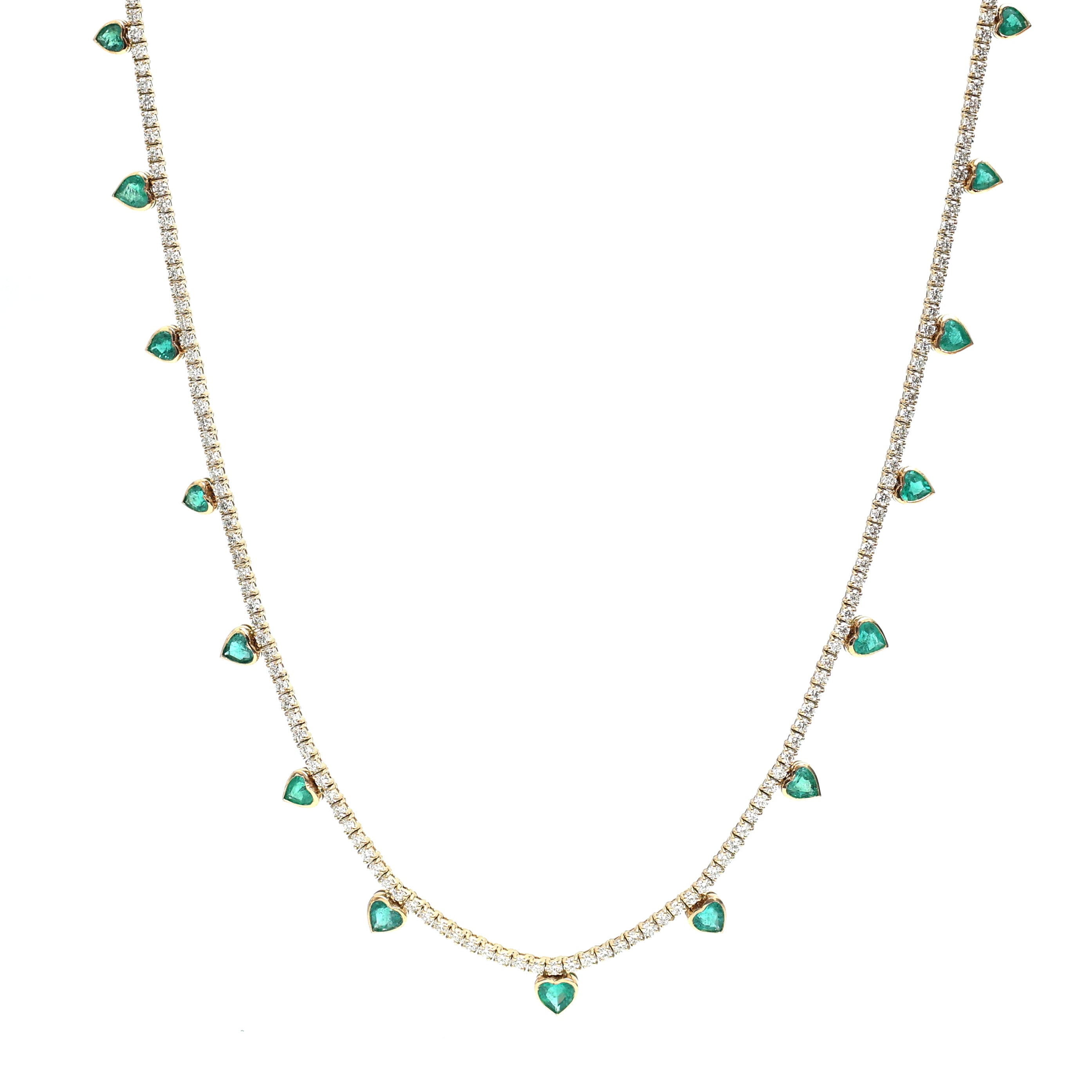 JPNC-553/6877 Emerald Heart With Diamond Necklace | 18K