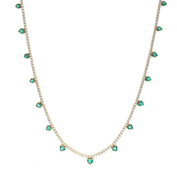 JPNC-553/6877 Emerald Heart With Diamond Necklace | 18K