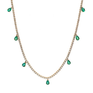 JPNC-559/6939 Emerald Pear With Diamond Necklace | 18K