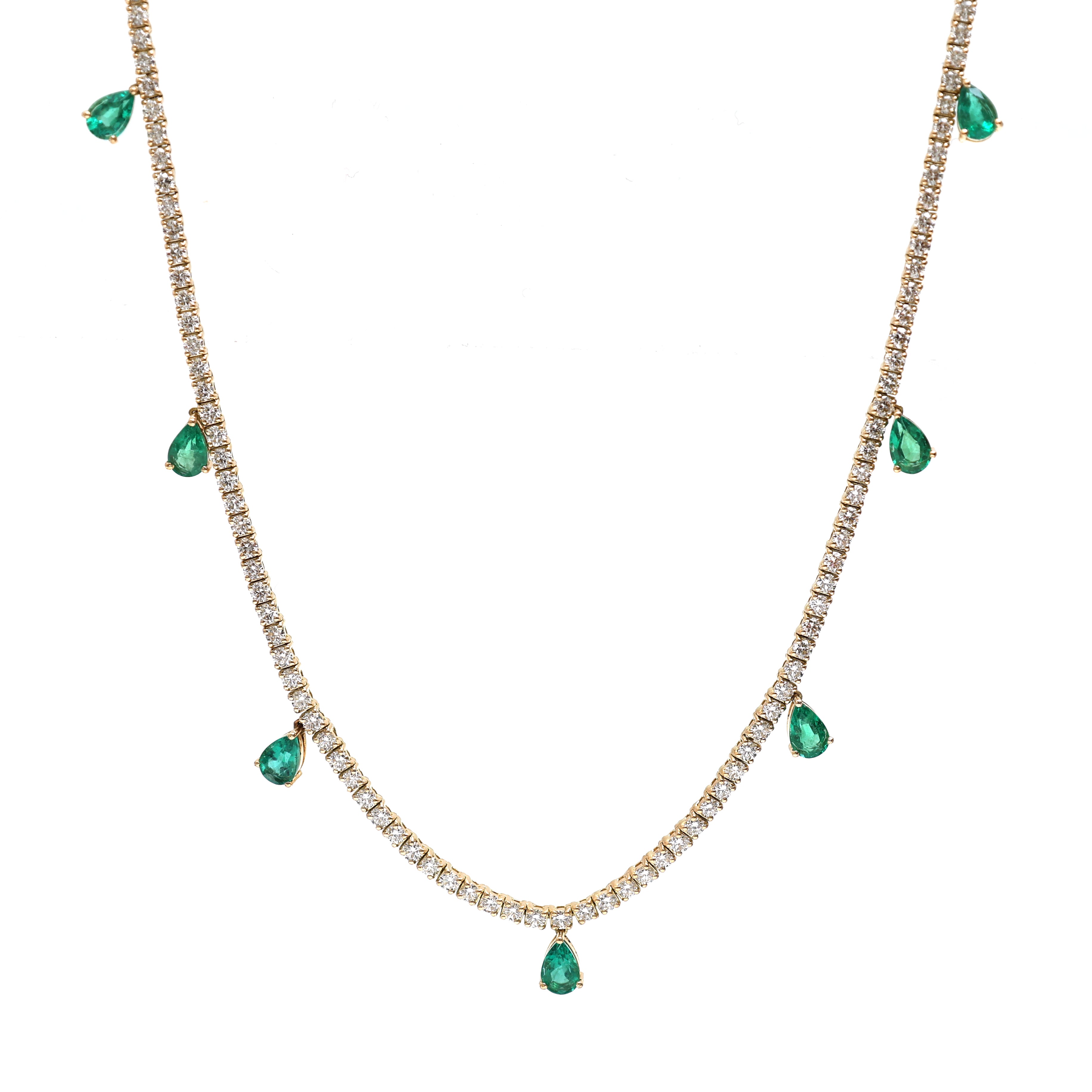 JPNC-559/6939 Emerald Pear With Diamond Necklace | 18K