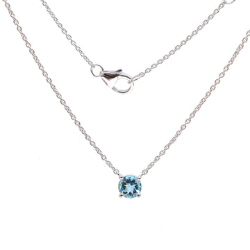 JPNC-573/7181 Aquamarine Round With Thin Chain Necklace | 18K
