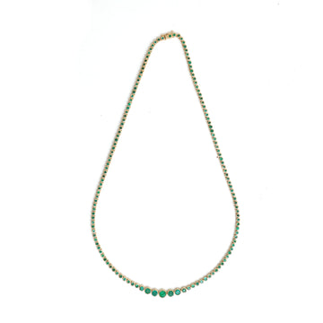 JPNC-580/7200 Emerald Round Mix Size Bezel Set Necklace | 18K
