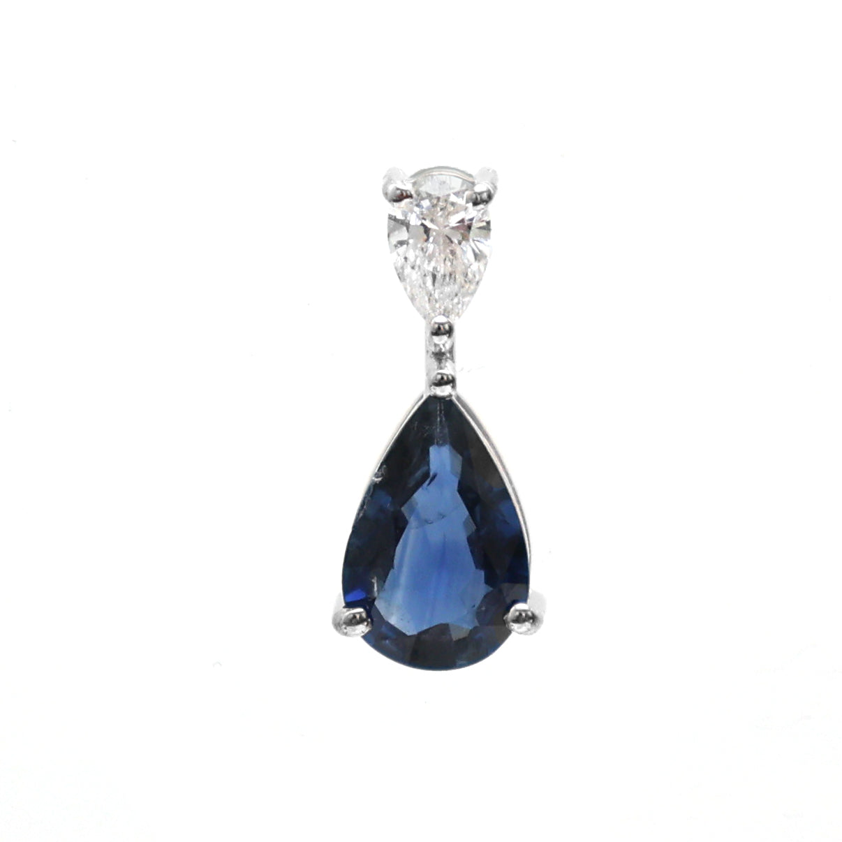 JPNC-583/7244 Blue Sapphire Pear With Diamond Pear Thin Chain Necklace | 18K