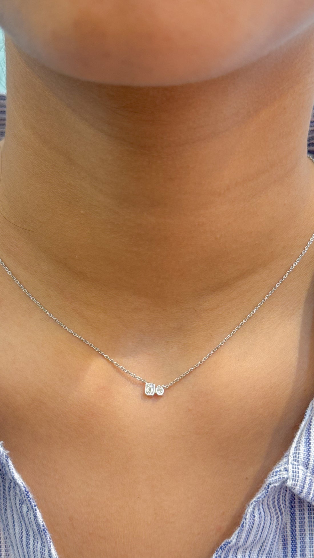 JPNC-616/7569 Diamond Octagon Pear Bezel Set Necklace | 18K