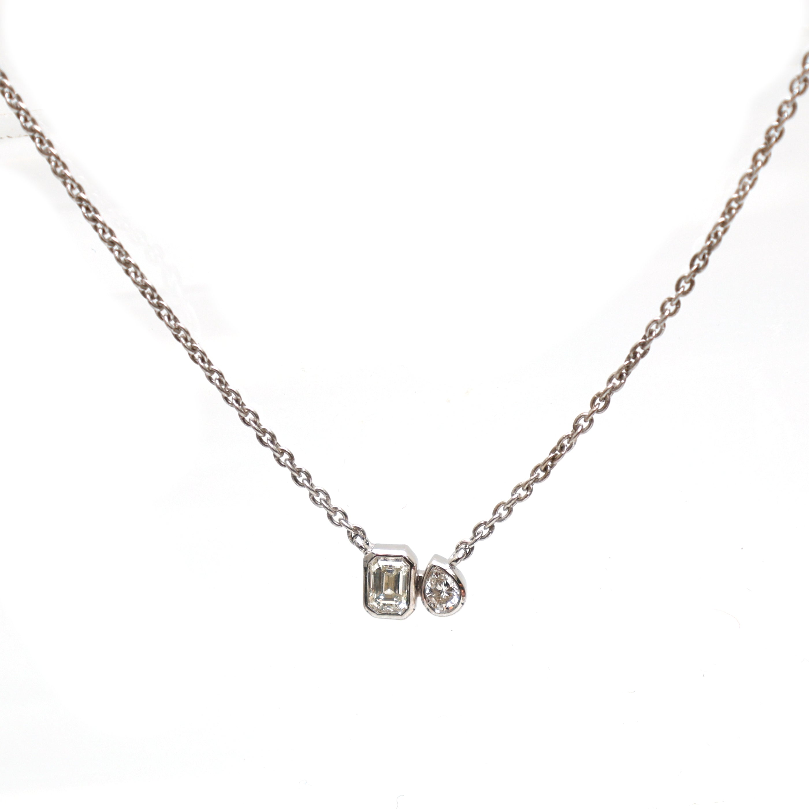 JPNC-616/7569 Diamond Octagon Pear Bezel Set Necklace | 18K