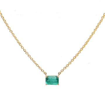 JPNC-619/7572 Emerald Octagon Thin Chain Necklace | 18K