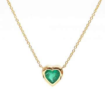 JPNC-621/7583 Emerald Heart Bezel Set Thin Chain Necklace | 18K