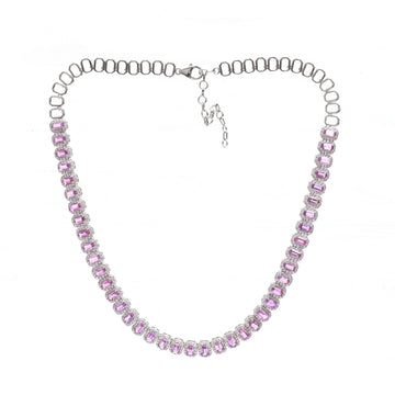JPNC-628/7611 Pink Sapphire Octagon Diamond Necklace | 18K