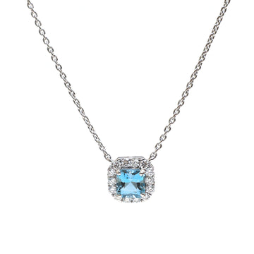 JPNC-635/7715 Aquamarine Square Octagon Chain Necklace | 18K