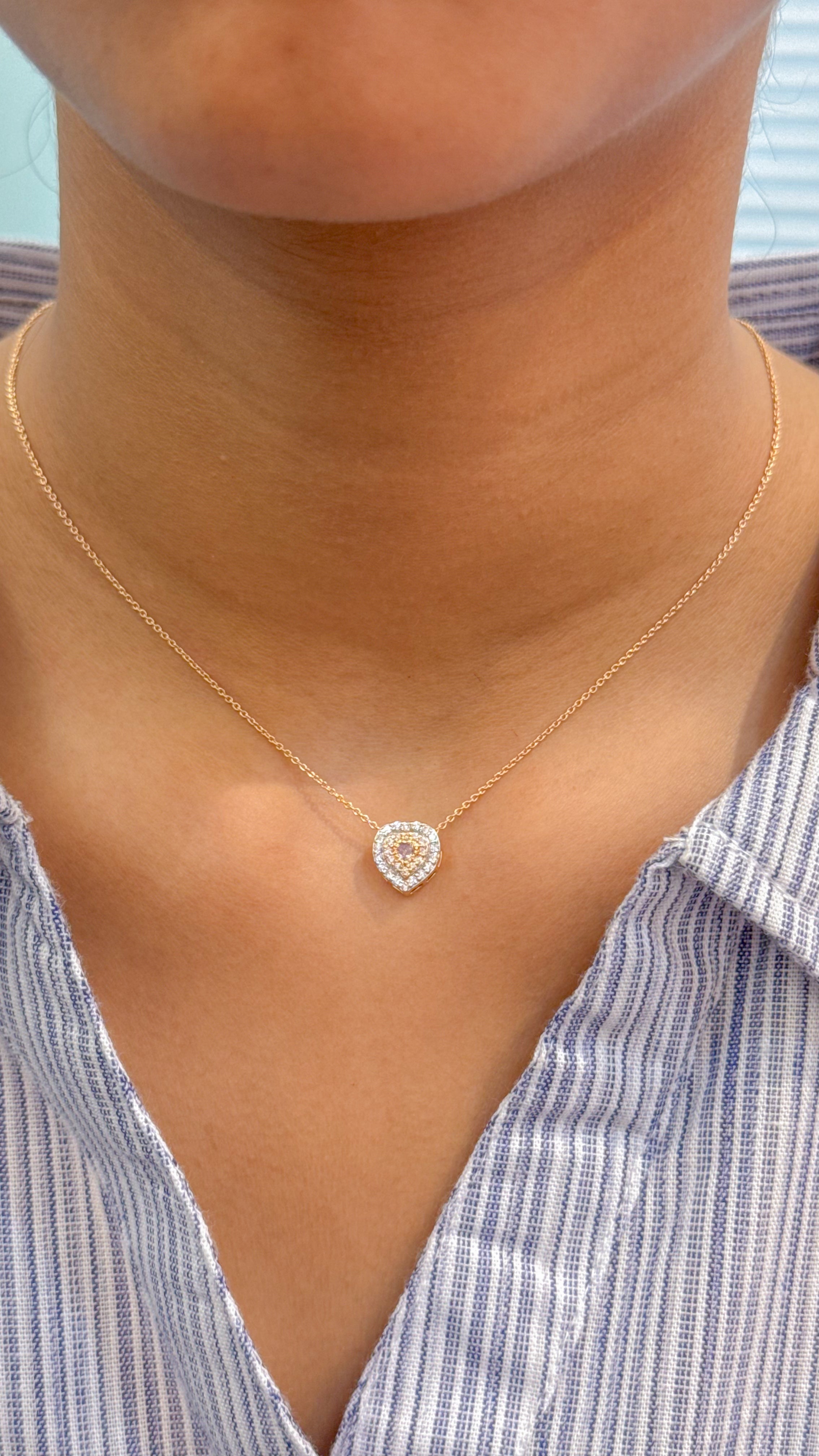 JPNC-643/7963 Pink Diamond Heart Chain Necklace | 18K