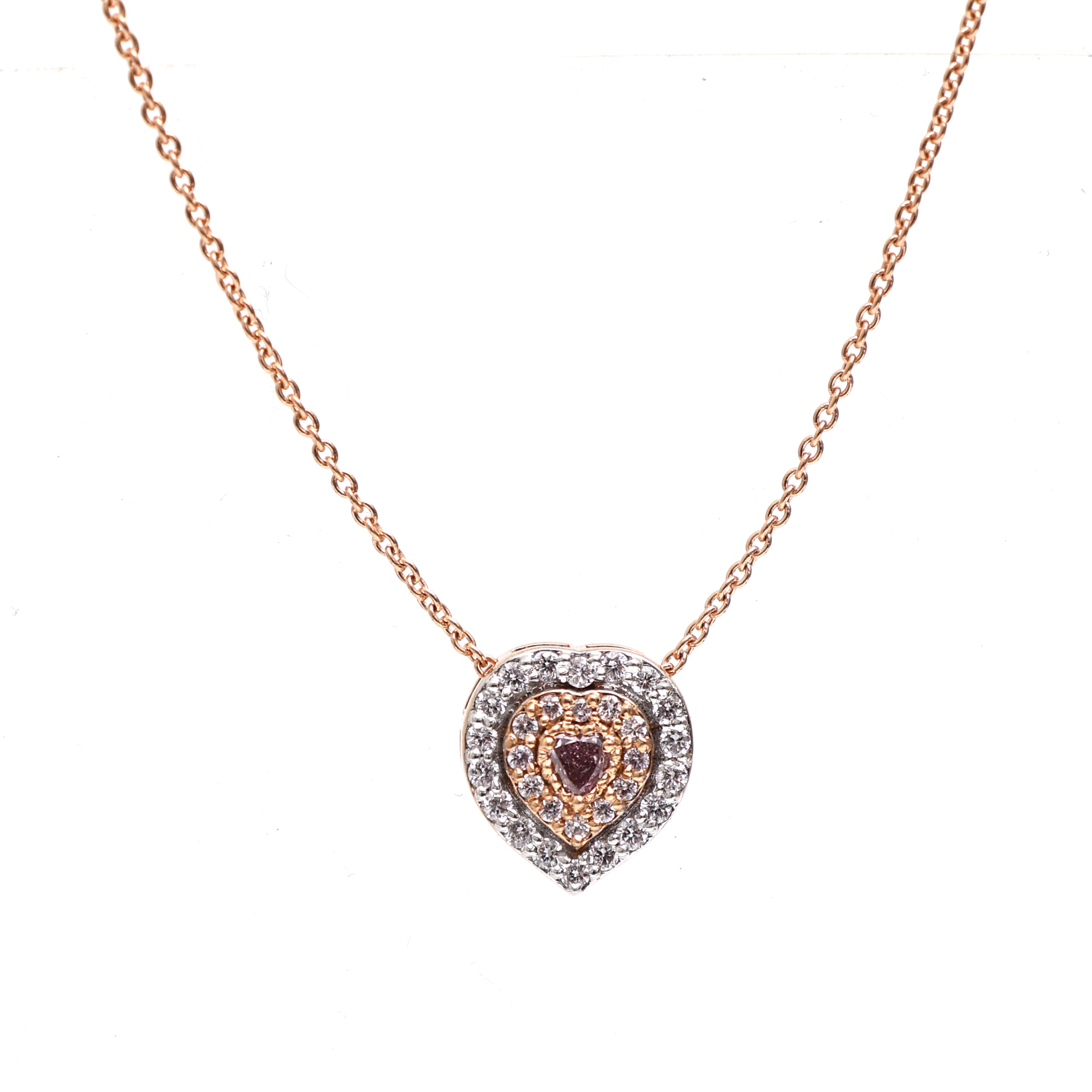 JPNC-643/7963 Pink Diamond Heart Chain Necklace | 18K