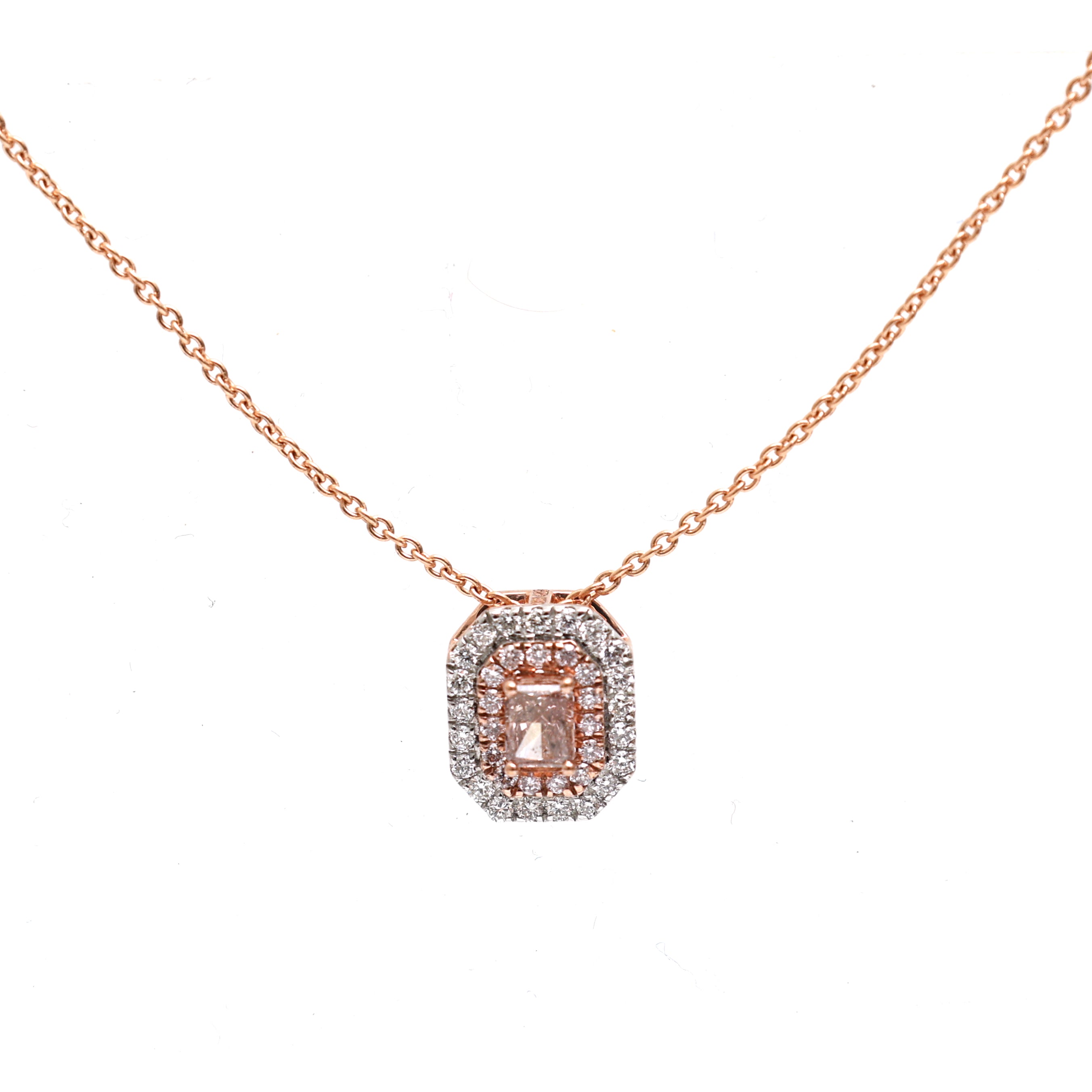 JPNC-644/7964 Pink Diamond Octagon Chain Necklace | 18K