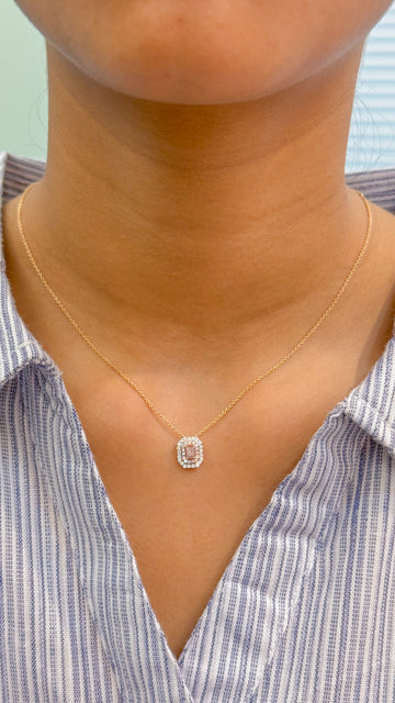 JPNC-645/7965 Pink Diamond Octagon Chain Necklace | 18K
