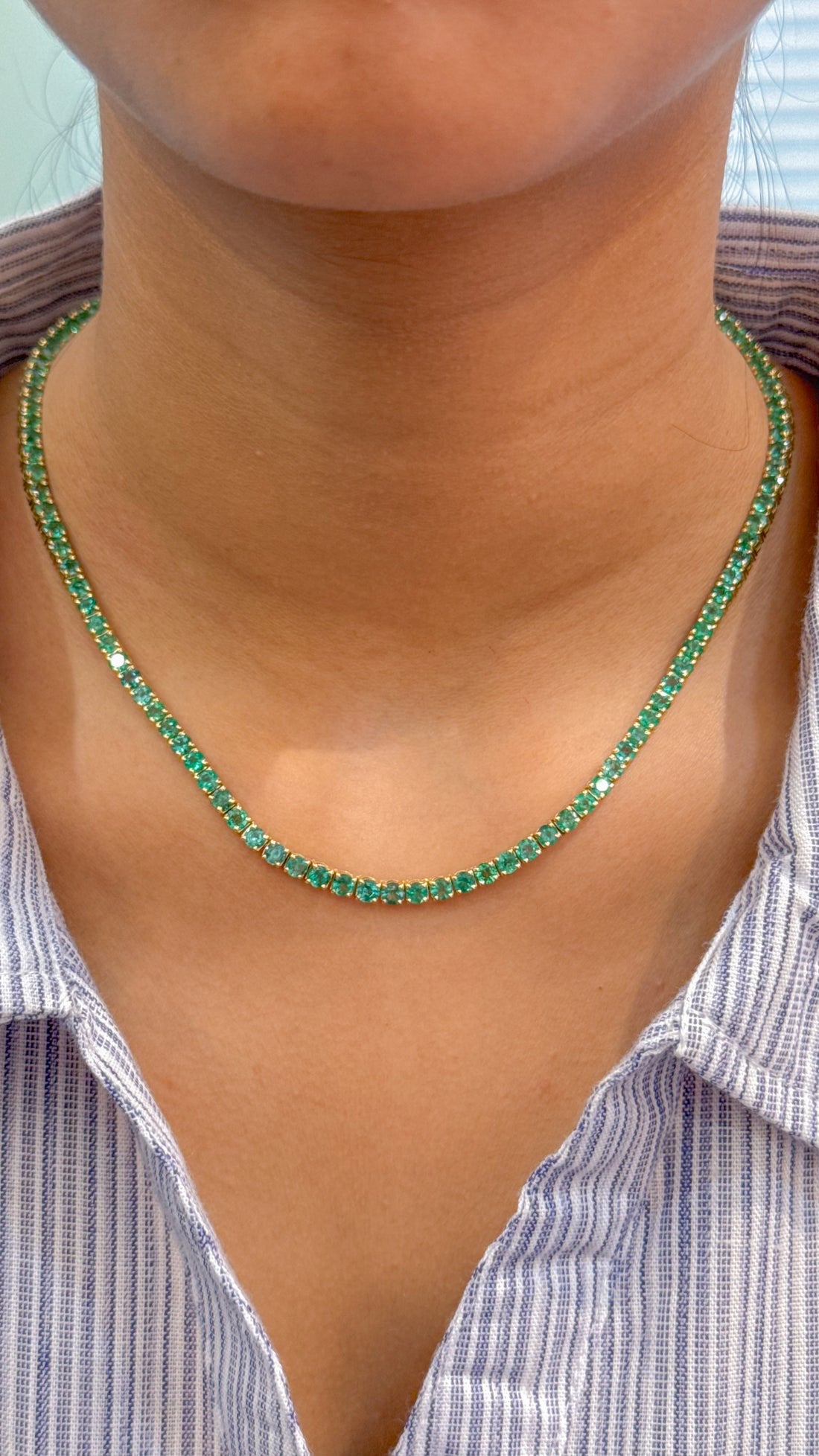 JPNC-654/8002 Emerald Round Tennis Necklace | 18K