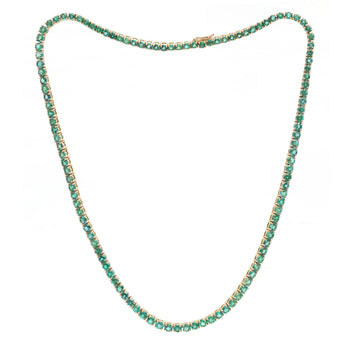 JPNC-654/8002 Emerald Round Tennis Necklace | 18K