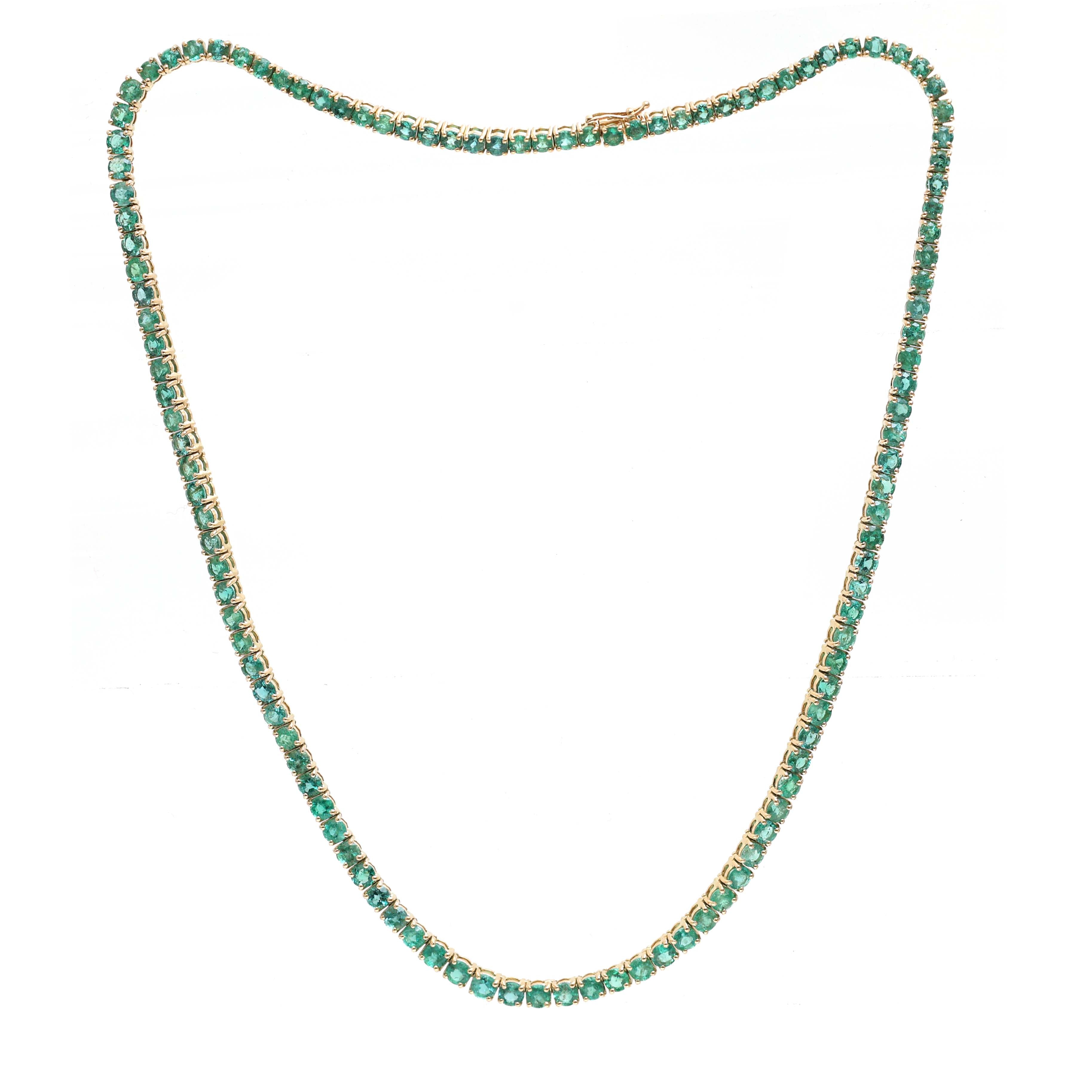 JPNC-654/8002 Emerald Round Tennis Necklace | 18K