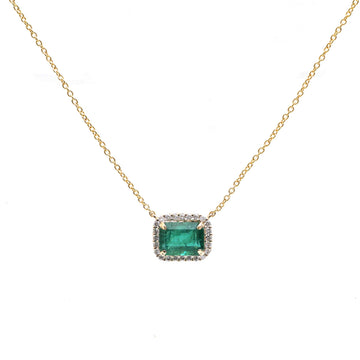 JPNC-656/8026 Emerald Octagon Diamond Chain Necklace | 18K