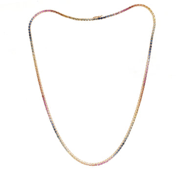 JPNC-660/8161 Rainbow Sapphire Round 2Mm Tennis Necklace | 18K