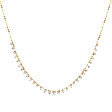 JPNC-673/8241 Diamond Round Ball Chain Necklace | 14K