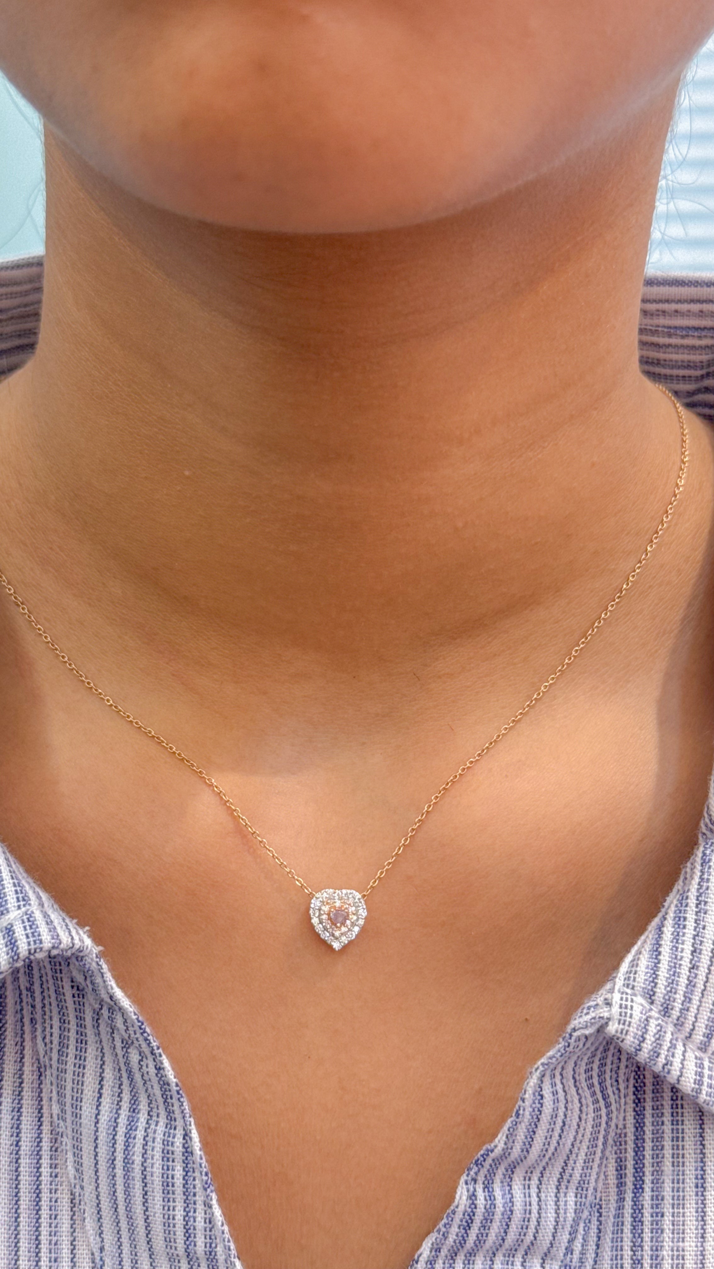 JPNC-677/8334 Pink Diamond With Thin Chain Necklace | 18K