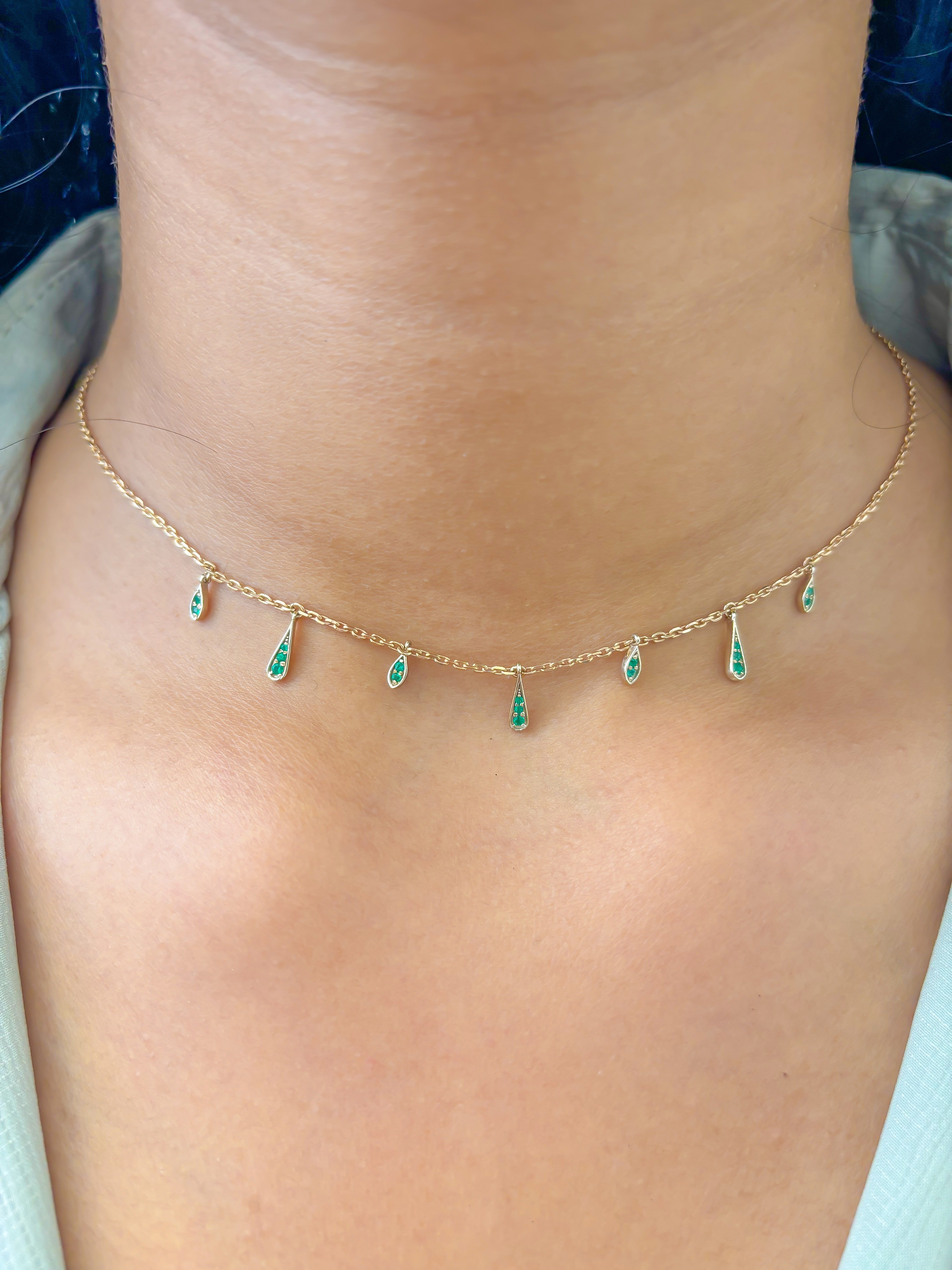 JPNC-681/8696 Emerald Round  Thin Chain Necklace | 18K