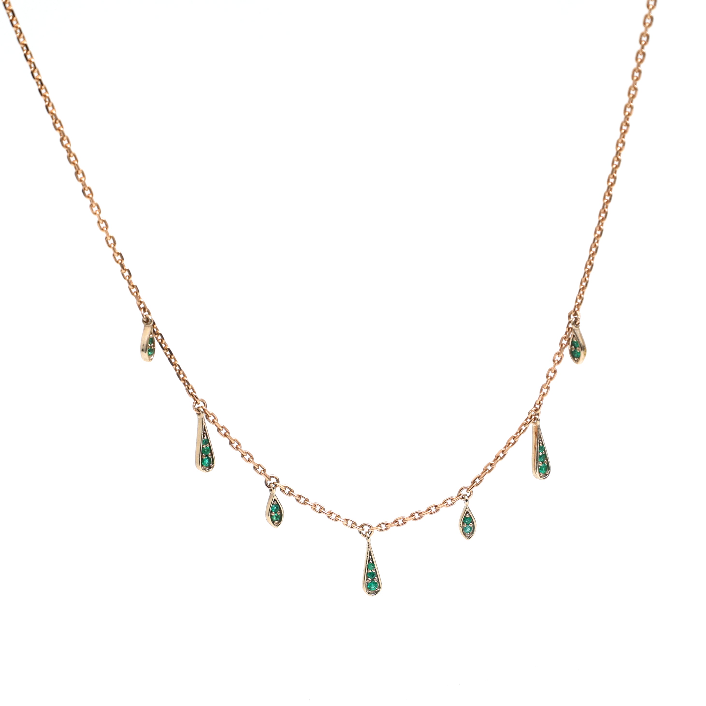 JPNC-681/8696 Emerald Round  Thin Chain Necklace | 18K