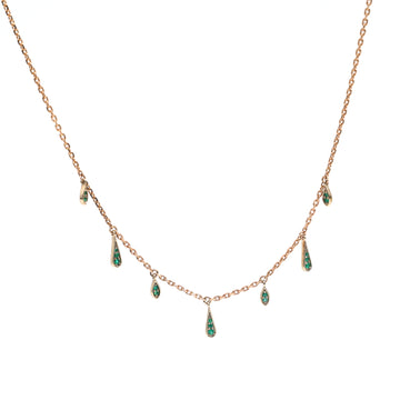 JPNC-681/8696 Emerald Round  Thin Chain Necklace | 18K