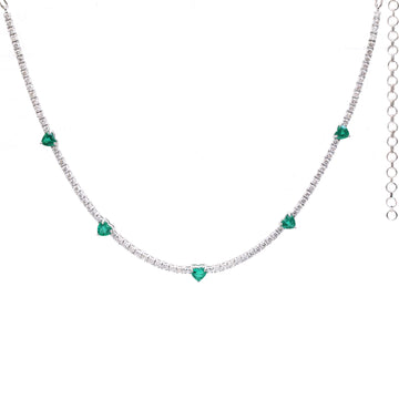 JPNC-683/8744 Emerald Heart With Diamond Necklace | 18K