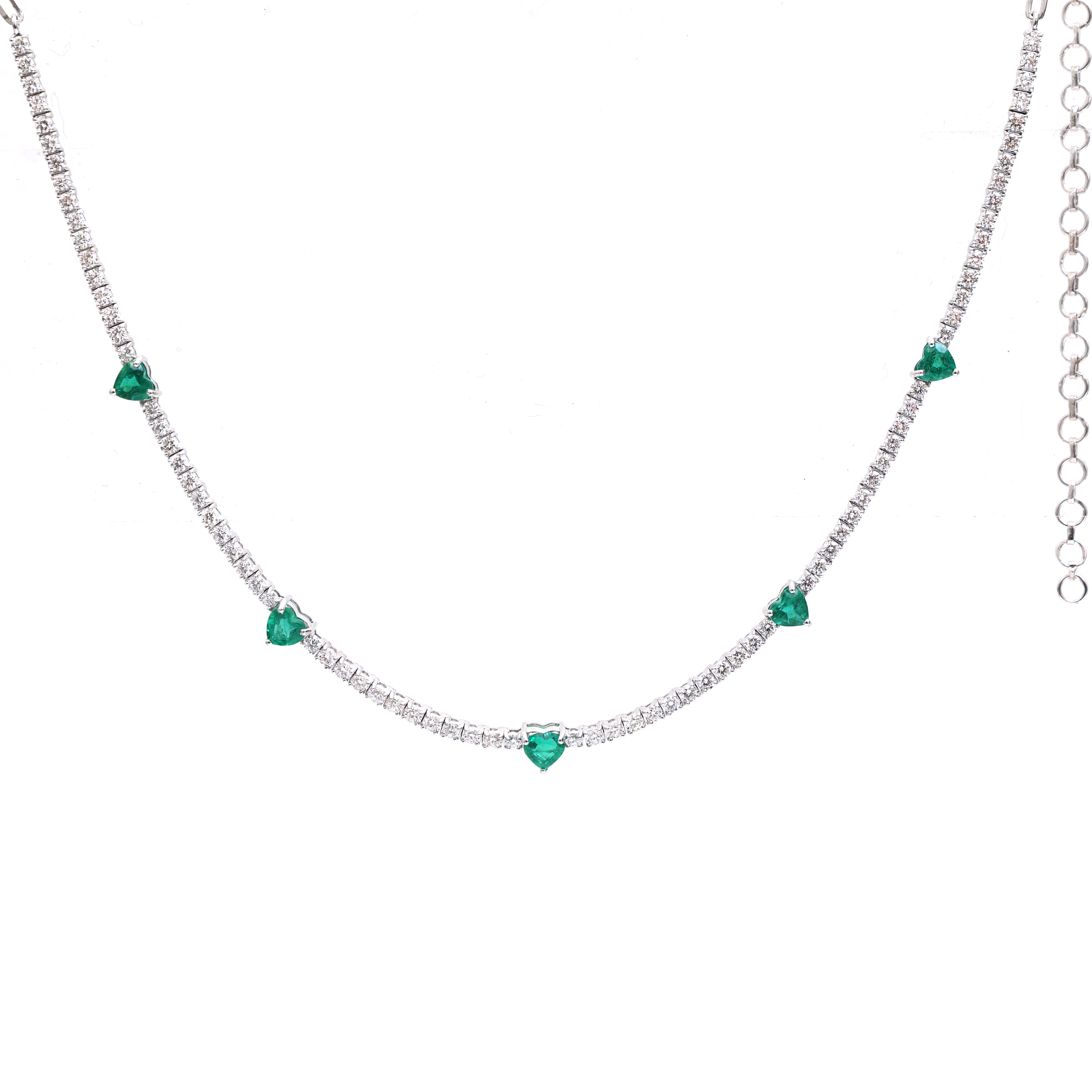 JPNC-683/8744 Emerald Heart With Diamond Necklace | 18K