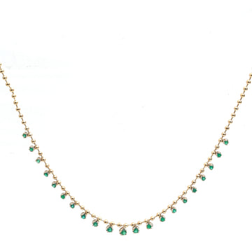JPNC-686/8808 Emerald Ball Chain Necklace | 18K