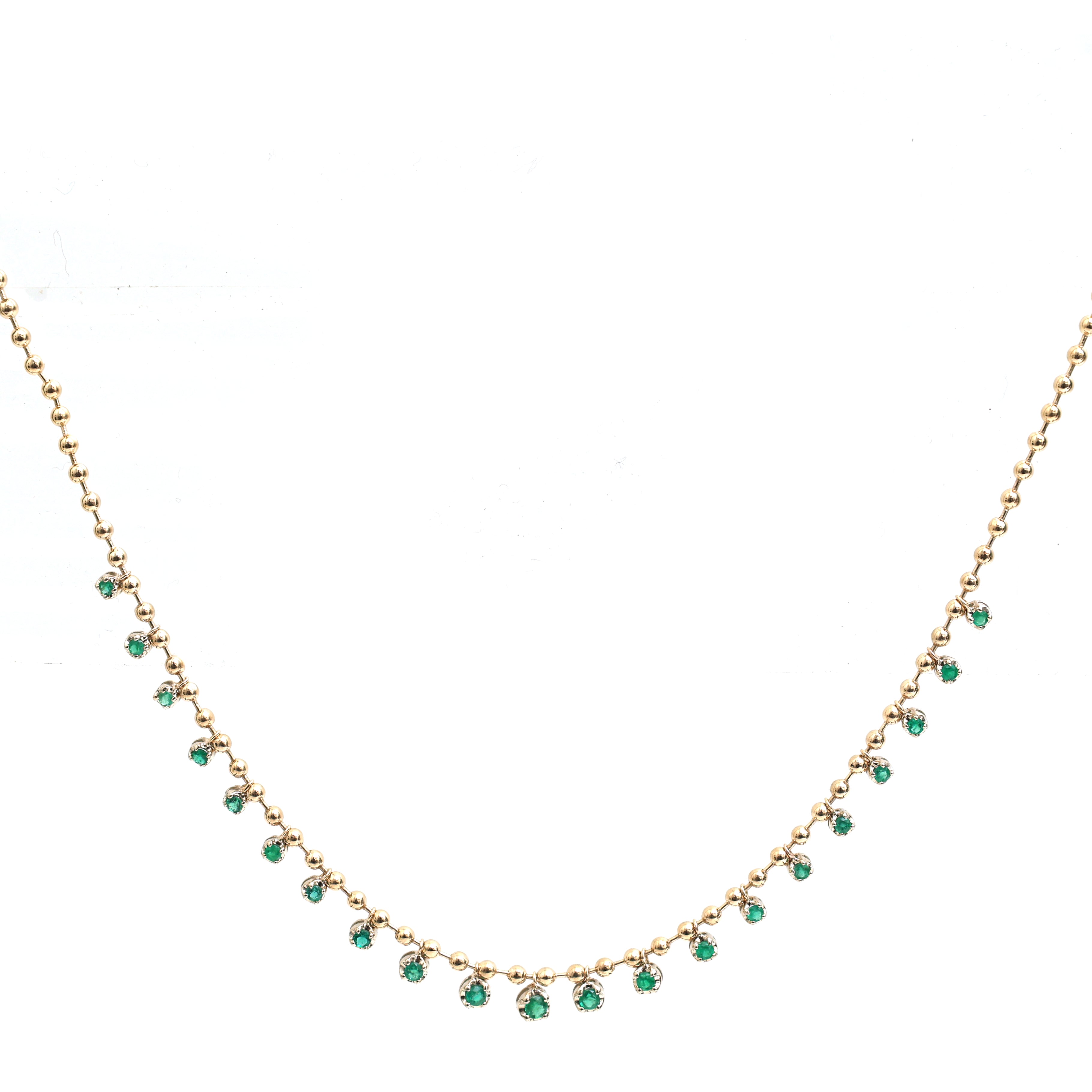 JPNC-686/8808 Emerald Ball Chain Necklace | 18K