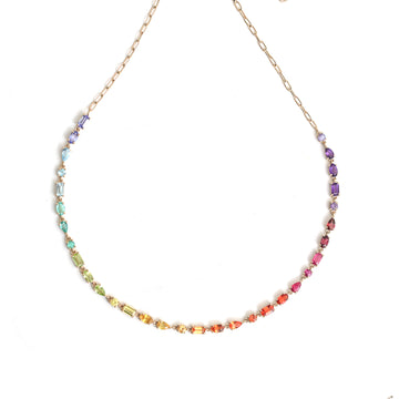 JPNC-693/8863 Rainbow Gemstone Mix Shape Necklace | 14K