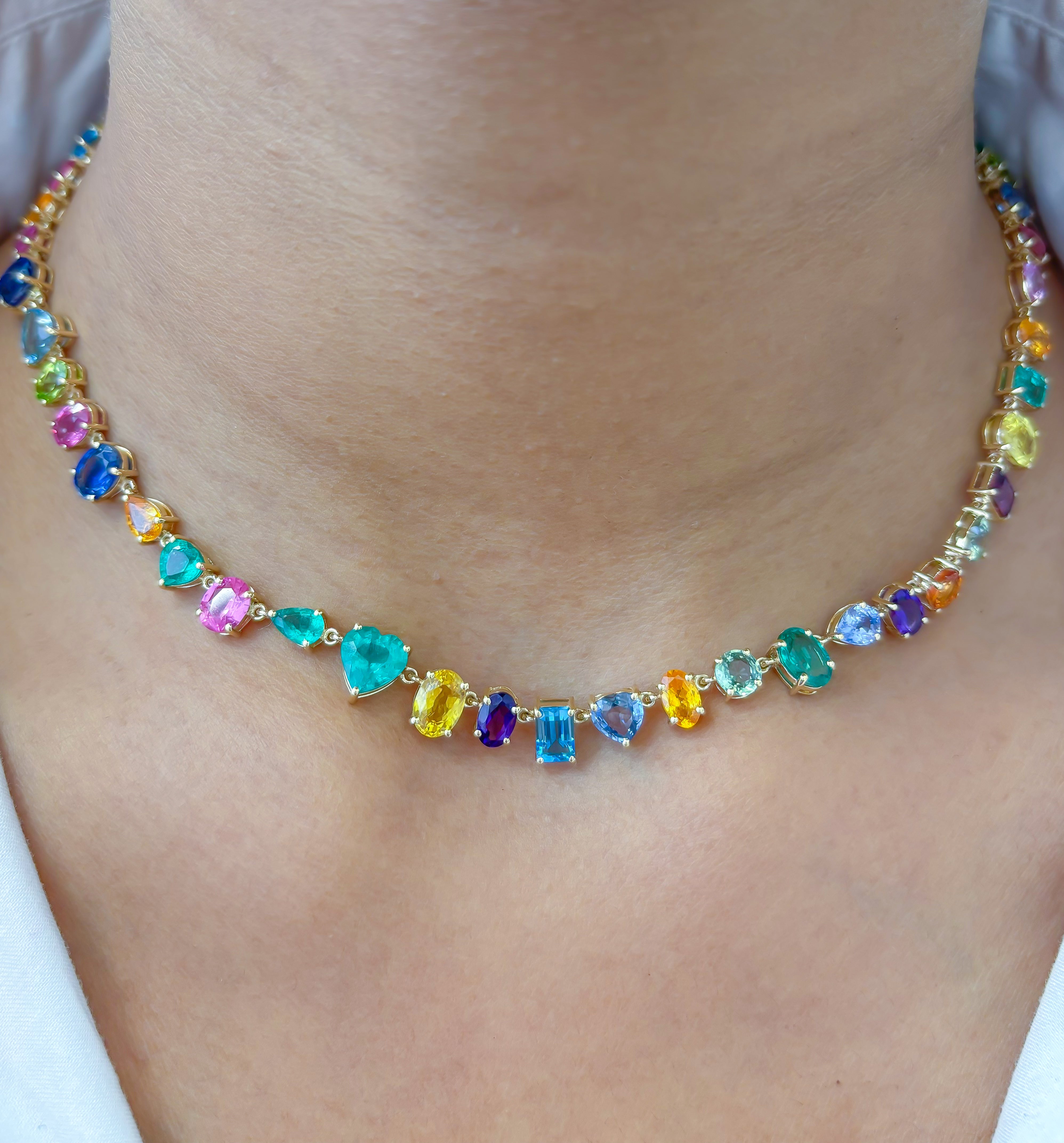 JPNC-699/8954 Rainbow Gemstone Necklace | 14K