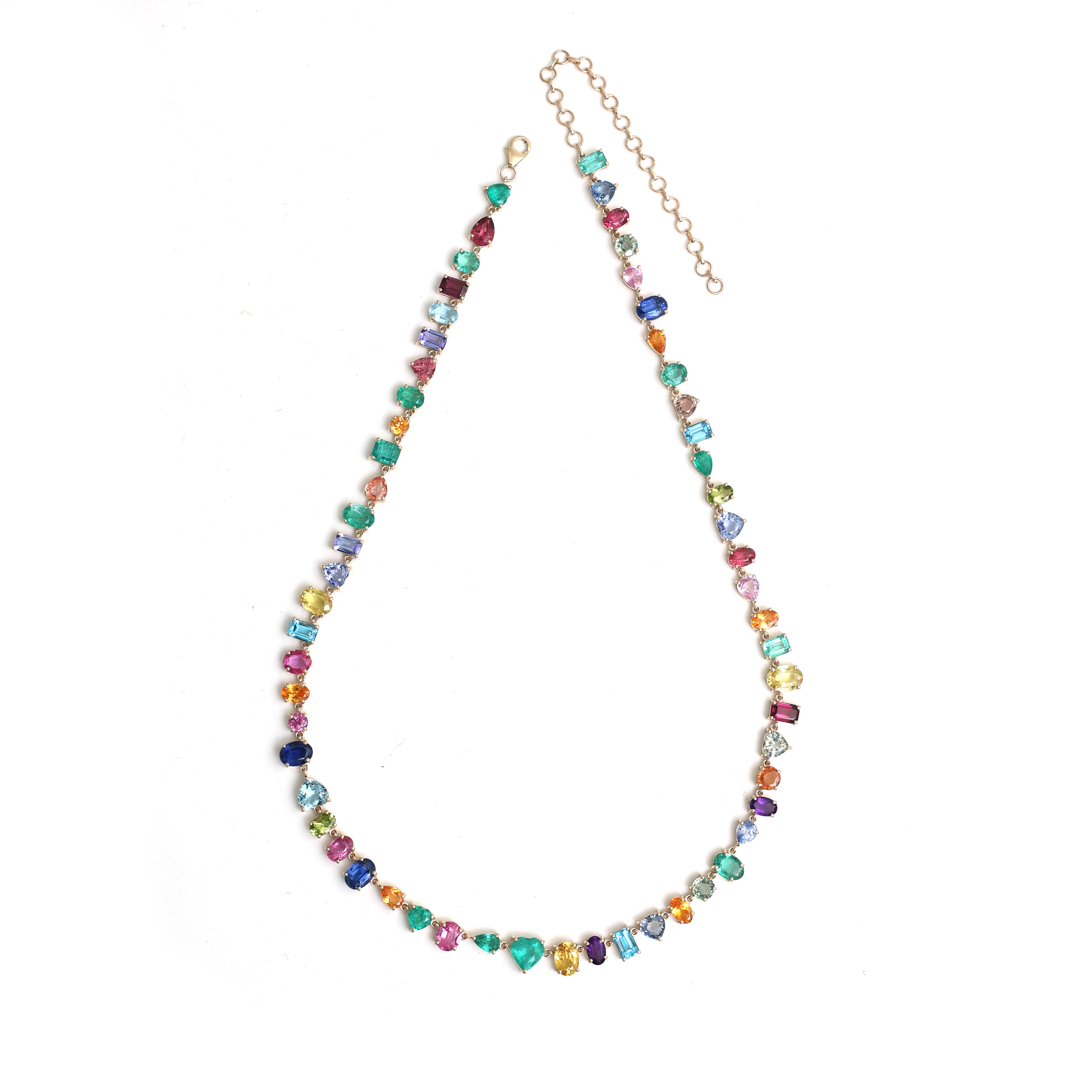 JPNC-699/8954 Rainbow Gemstone Necklace | 14K
