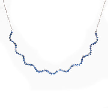 JPNC-702/9001 Blue Sapphire Round Wave Necklace | 18K