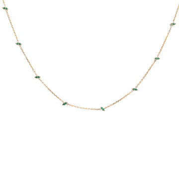 JPNC-705/9023 Emerald Round Thin Chain Necklace | 18K
