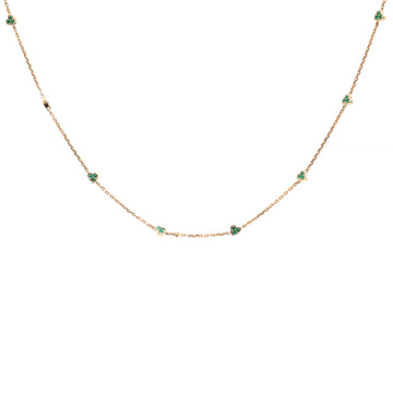 JPNC-706/9024 Emerald Round Thin Chain Necklace | 18K