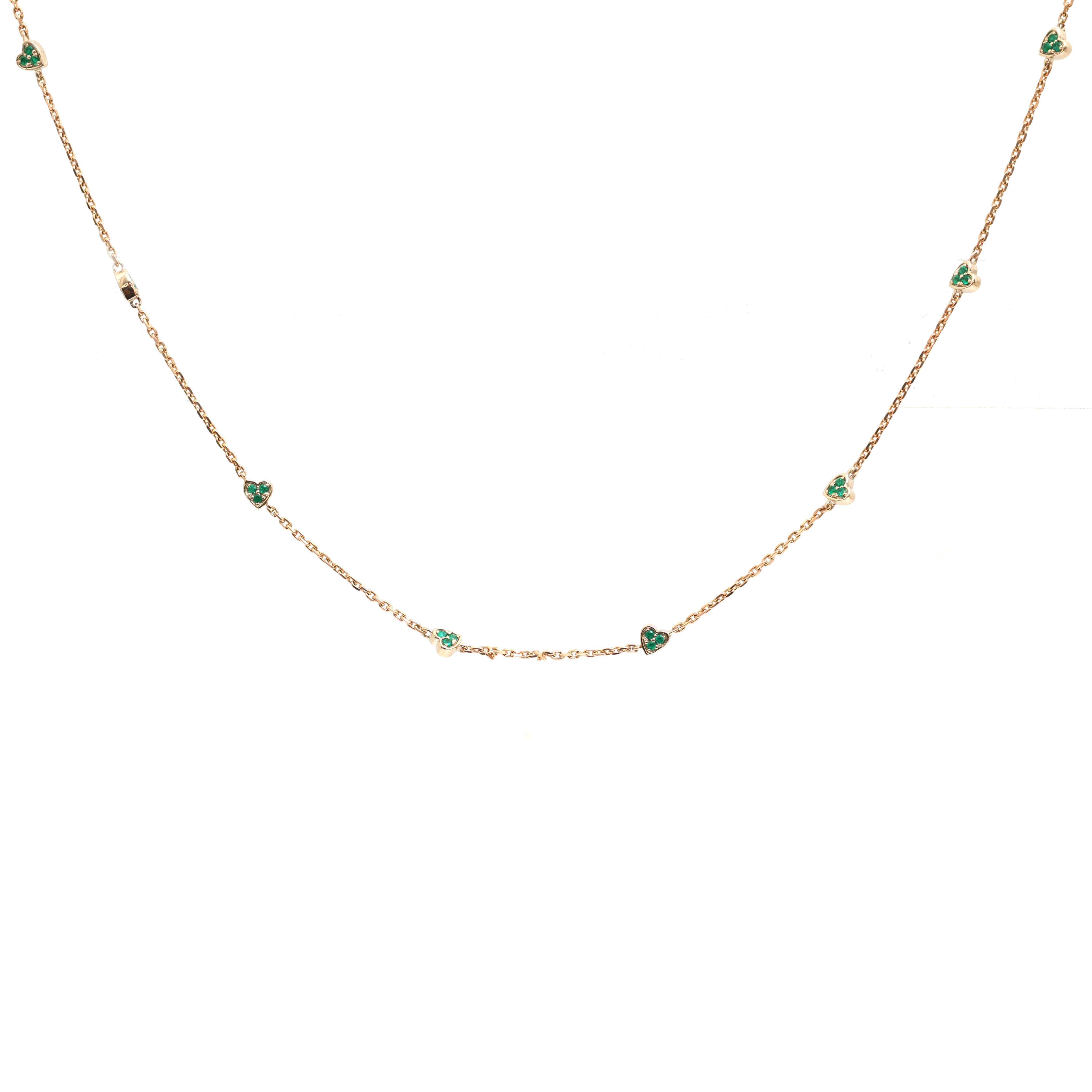 JPNC-706/9024 Emerald Round Thin Chain Necklace | 18K