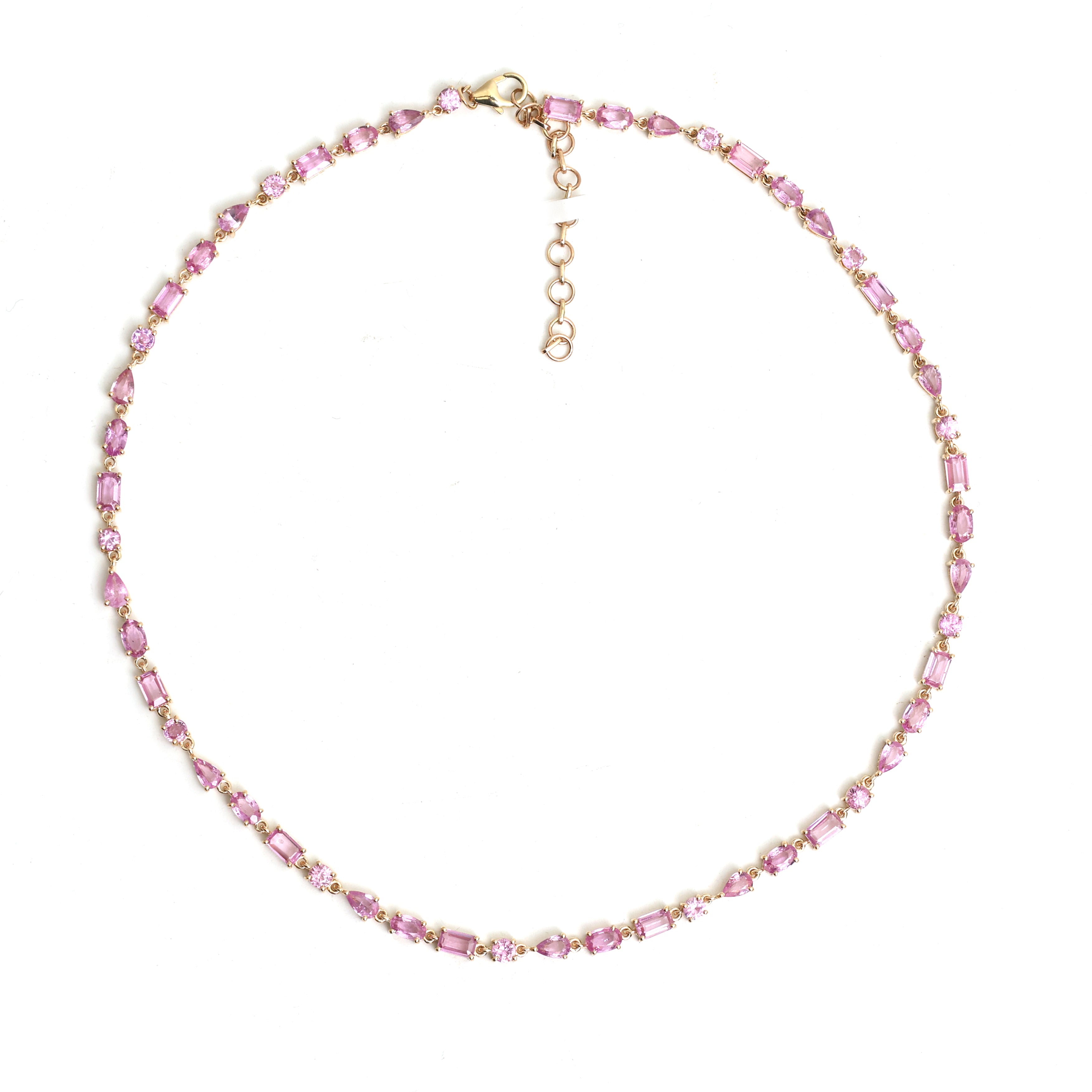 JPNC-707/9025 Pink Sapphire Mix Shape Necklace | 14K