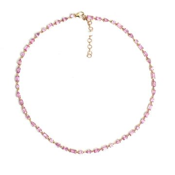JPNC-707/9025 Pink Sapphire Mix Shape Necklace | 14K